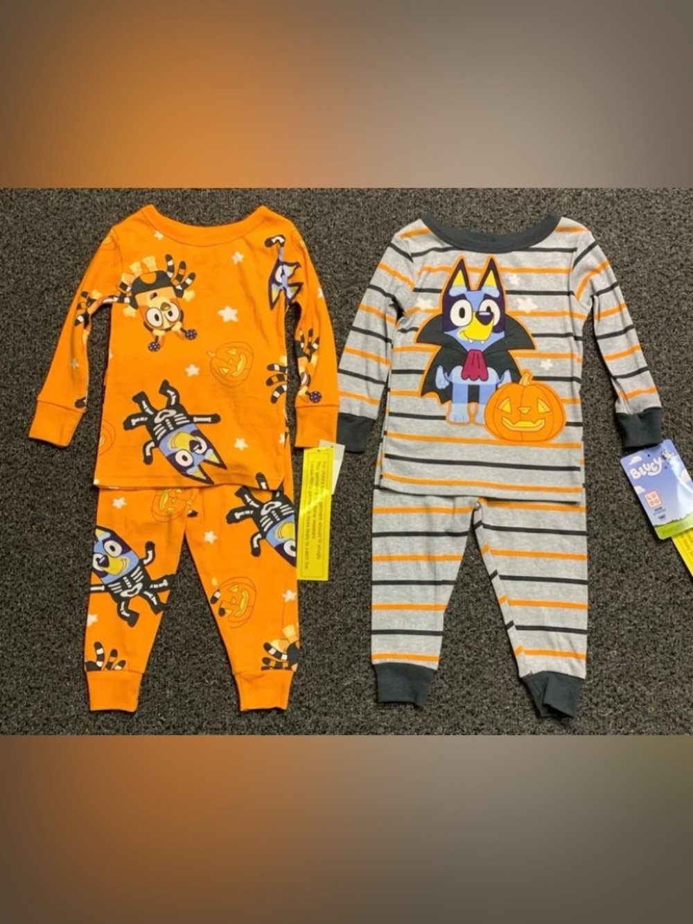 New 2 Bluey boy or girl size 12 month Halloween themed pajama sets